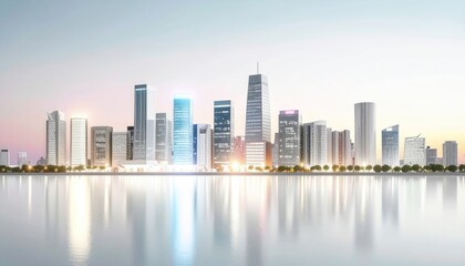 Cityscape Skyline with Reflection