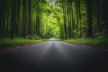 Obraz premium Forest road path, green trees