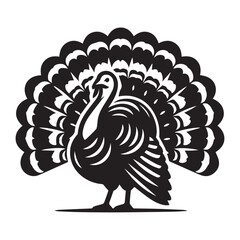 black and white vector illustration of a turkey