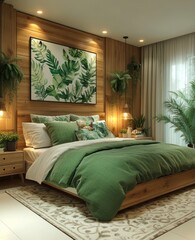 Fototapeta premium Serene Jungle Bedroom