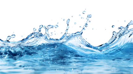 Dynamic Water Splashes and Drops Isolated on Transparent Background