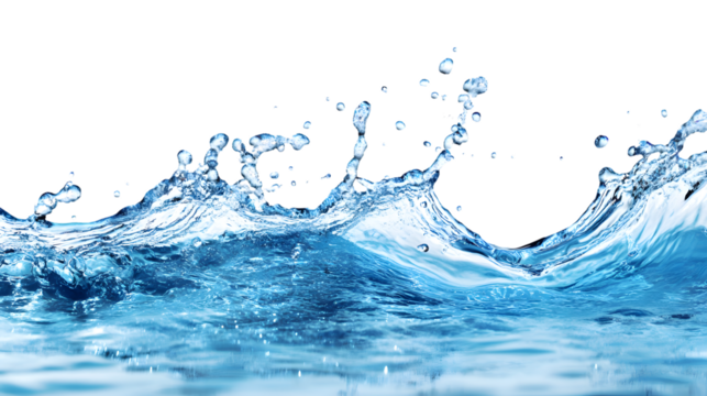 Dynamic Water Splashes and Drops Isolated on Transparent Background