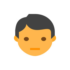 Fototapeta premium Illustration of a man's face with dark hair, brown eyes, and a neutral expression on a white background