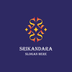 Elegant symmetrical “S” letter logo with ornaments and gradients on a dark purple background, ideal for luxury brands, boutiques, fashion, premium services or personal branding.