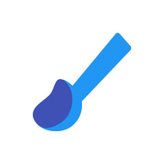 Illustration of a blue paint brush with a darker blue head on a white background in simple vector style