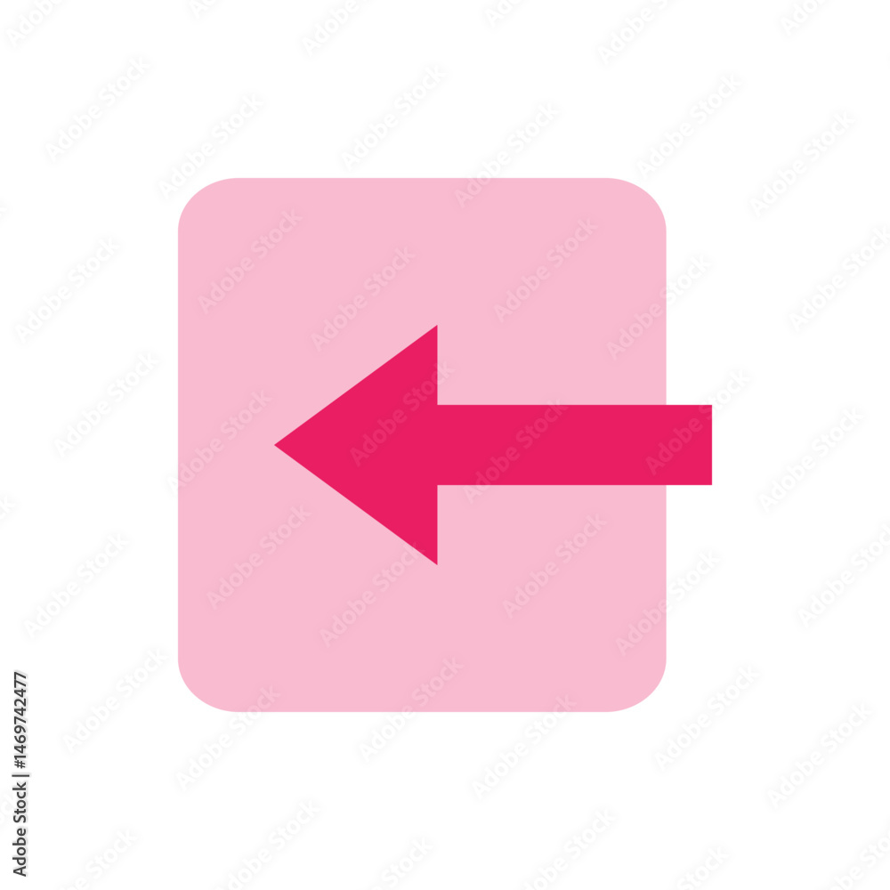 Aufkleber pink rounded square with a magenta arrow pointing to the left direction on a white background view