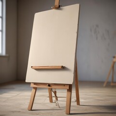 Close-up of artist's easel; strong, stable base, blank canvas ready ,  background,  base,  equipment