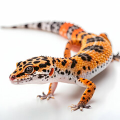 Naklejka premium Leopard Gecko: Stunning Orange and Black Reptile Images