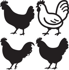 Detailed illustration of a hen in vibrant colors perfect for farm themed designs