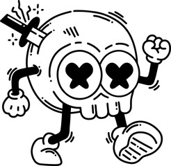 vector illustration of a black and white skull