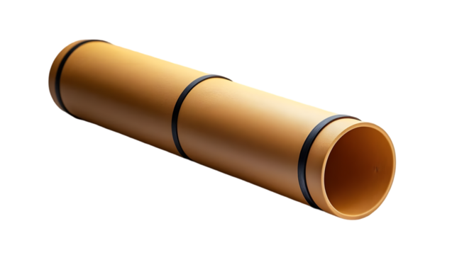 Tan pipe with black bands on Transparent Background