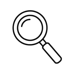 Magnifying glass search icon black outline on white background