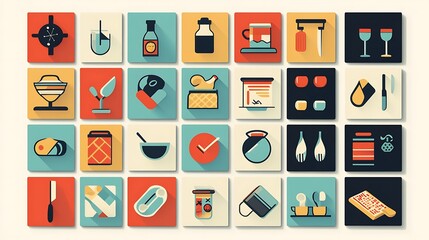 Flat Food  Drink Icons Set. (2)