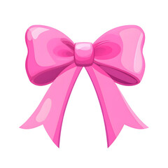 Vibrant pink bow isolated on transparent background for design elements.