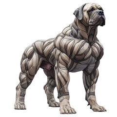 Majestic Canine: An artistic portrayal of a muscular dog, emphasizing power, strength, and the unique texture of the canine form.