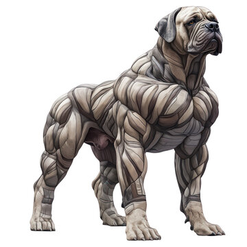 Majestic Canine: An artistic portrayal of a muscular dog, emphasizing power, strength, and the unique texture of the canine form.