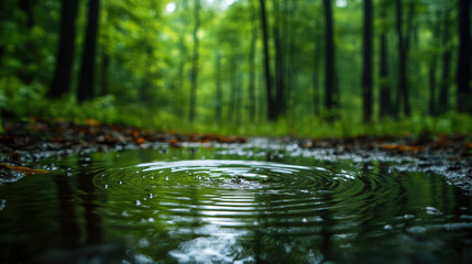 Fototapeta premium A small puddle of water in a forest