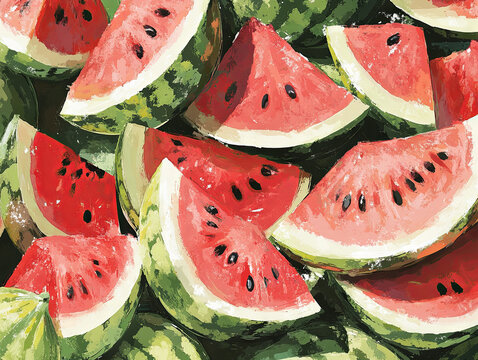 illustration watermelon background 02