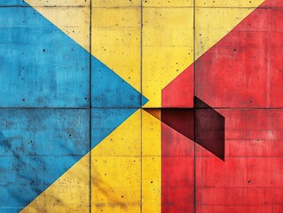 Naklejka premium Vibrant colored concrete wall segments