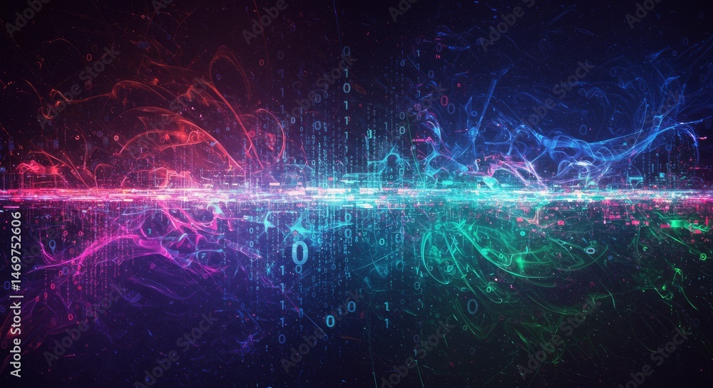 Poster abstract colorful data stream background