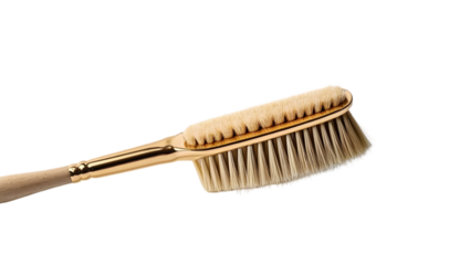 Dust brush with gold colored holder