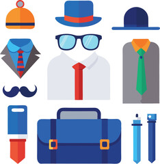 This vector set showcases flat business icons as a design illustration, a symbol collection for various business needs