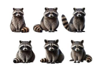 Fototapeta premium Raccoon family portraits in studio