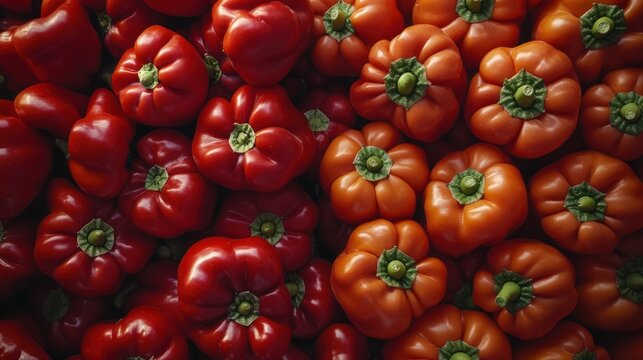 Vibrant Red and Orange Peppers: A Colorful Harvest