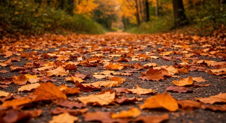 Autumn leaves on pathway