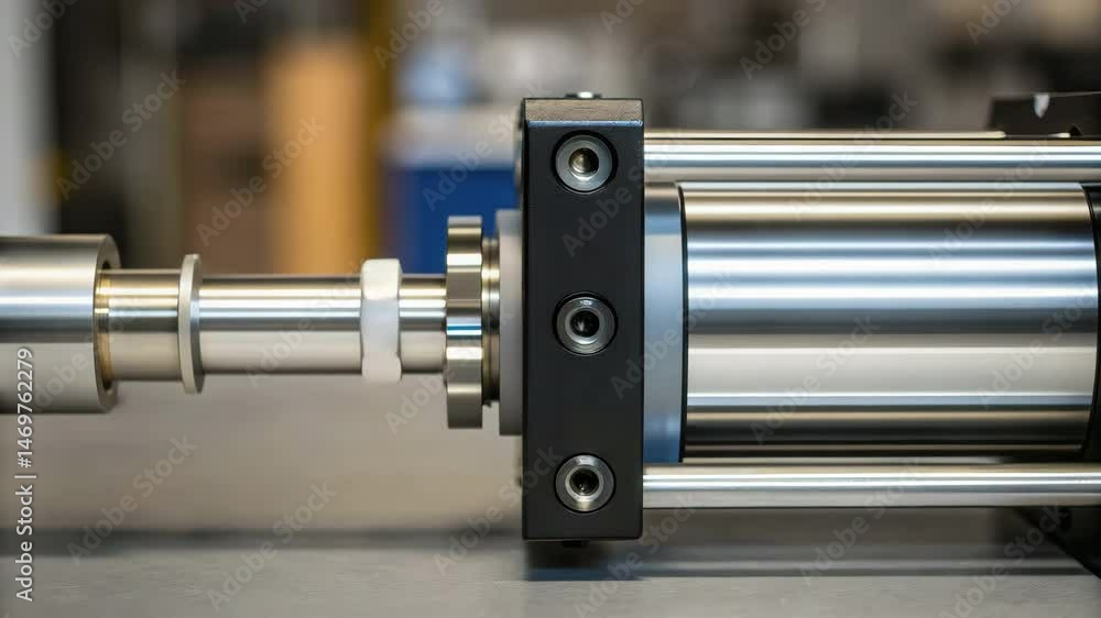 Poster precision metal component and shaft in computer engineering workshop with industrial machinery, prec