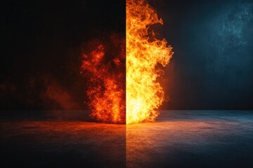 Obraz premium Fiery Partition on Concrete Floor