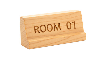 Close-up Shot of a Wooden Room Number Sign with Minimalist and Clean Design