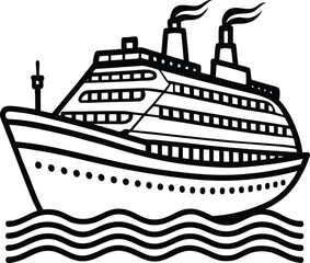Obraz premium Vector illustration of a cruise ship, a marine vessel for ocean travel and passenger vacation