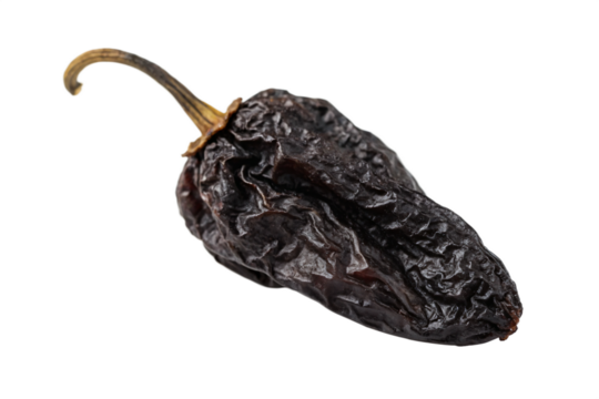 Black chipotle or Ancho chili pepper, png transparent background