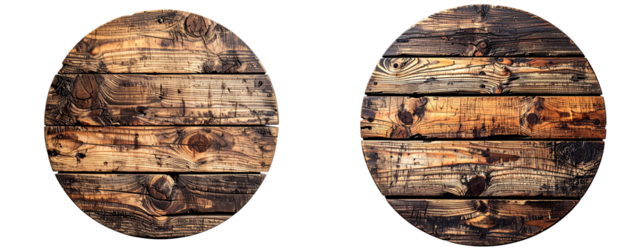 Rustic Round Wooden Sign with Natural Grain Texture, isolated on transparent background