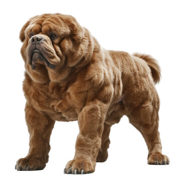  Majestic Chow Chow: A striking, majestic Chow Chow, boasting a thick, luxurious, and fluffy coat, stands confidently, showcasing the breed's unique features.