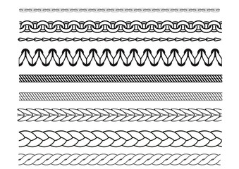 Vector Chain, Rope, and Stitch Brush Set for Illustrator and Fashion Design, A collection of vector chain, rope, and stitch brushes designed for Adobe Illustrator. Perfect for fashion flat sketches, 