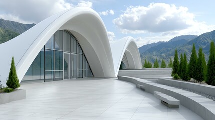 Obraz premium Modern White Curved Building Design