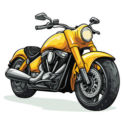 Yellow Cruiser Motorcycle Isolated On White Background Vector Illustration Artwork