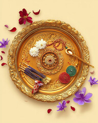 top view of rakhi pooja thali