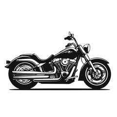 Obraz premium Classic Motorcycle Silhouette Vector Illustration Vintage Style Isolated On White Background