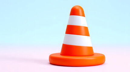 3D Traffic Cone Icon Safety Warning Illustration