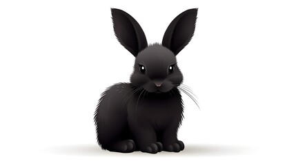 Obraz premium Detailed black bunny vector illustration of a cute and realistic hare for graphic design projects