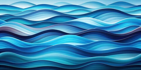 Fototapeta premium Abstract Ocean Waves Serene Blue Water Design with Layered Undulating Lines for Background and Texture Use