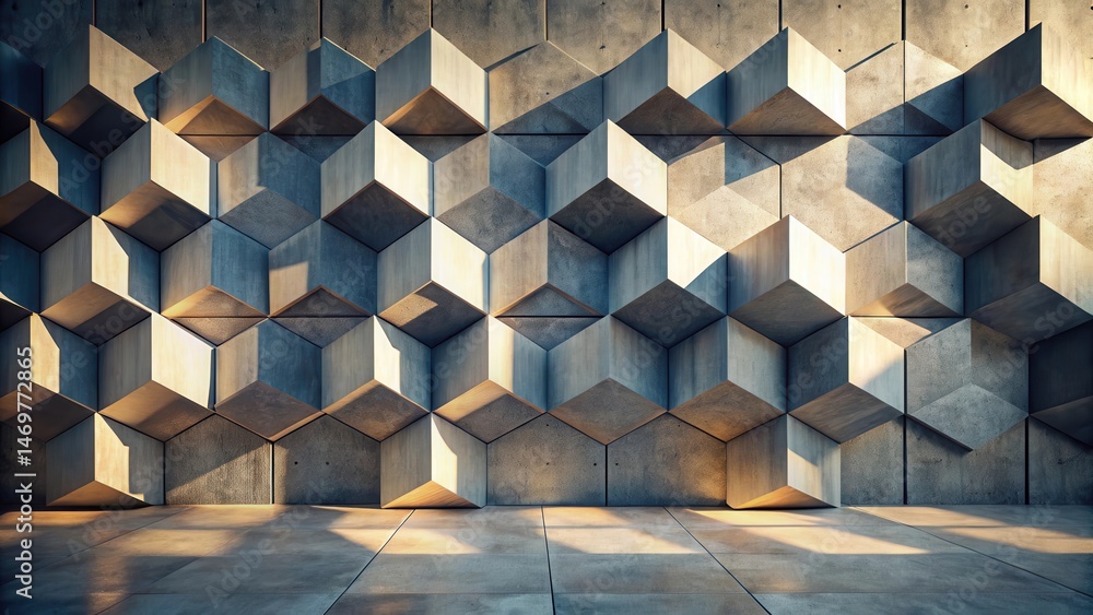 Poster abstract geometric concrete wall with subtle light and shadow play