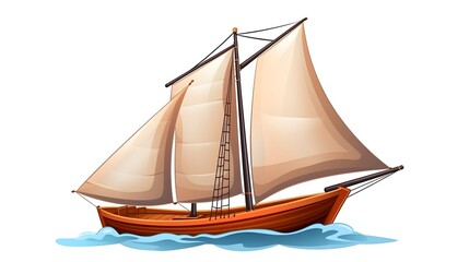 Obraz premium Sailboat Icon Cartoon Vector Illustration Isolated - Nautical Transportation Clipart