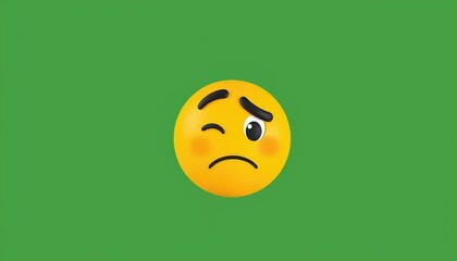 Fototapeta premium 3D Render of a Disappointed Emoji on Green Background