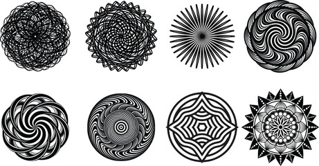 Intricate Black and White Circular Mandalas