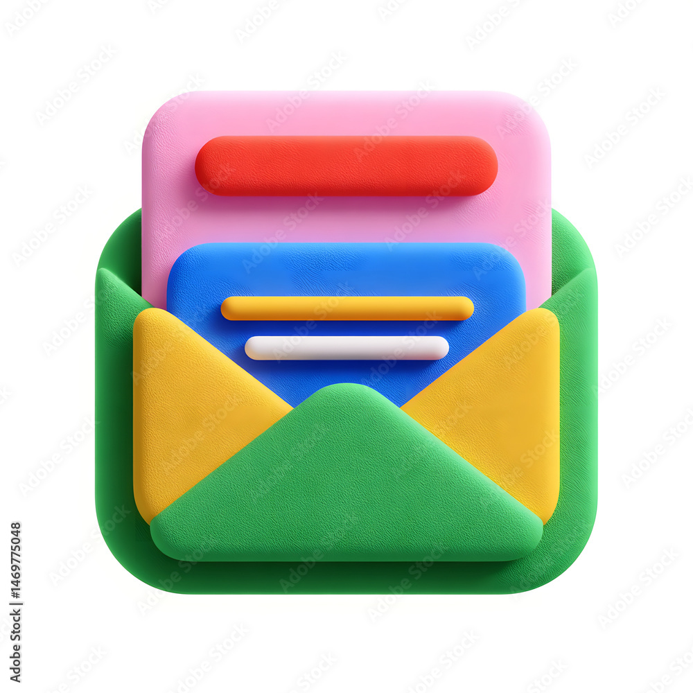 Poster 3d rendering of colorful envelope icons