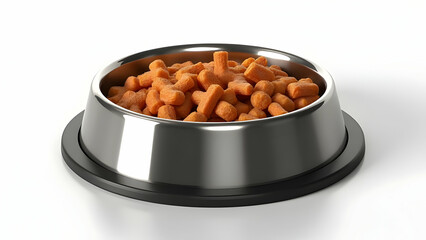 Dental Care Dry Extruded Cat Food with Special X-Shaped Pieces in Wide Shallow Stainless Steel Bowl with Anti-Whisker Fatigue Design